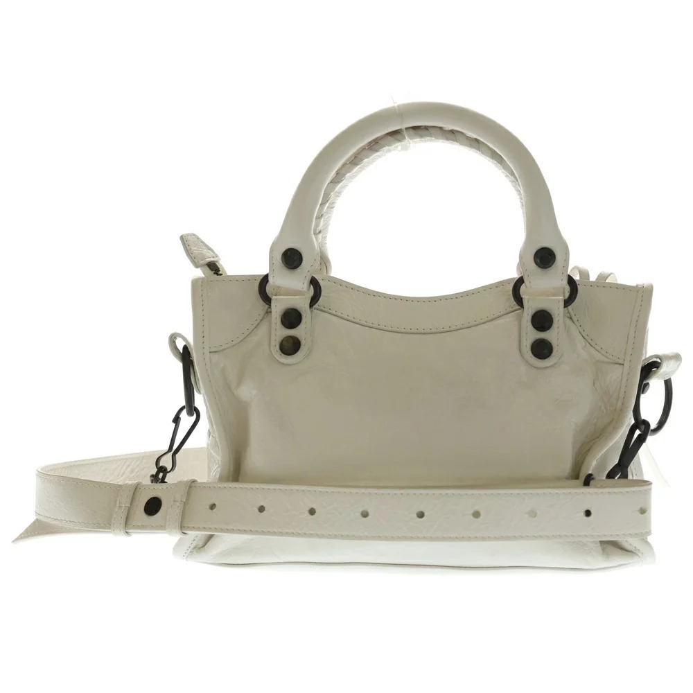 BALENCIAGA Le City Leather Handbag Shoulder Bag Bronze Tan White - Picture 2 of 6
